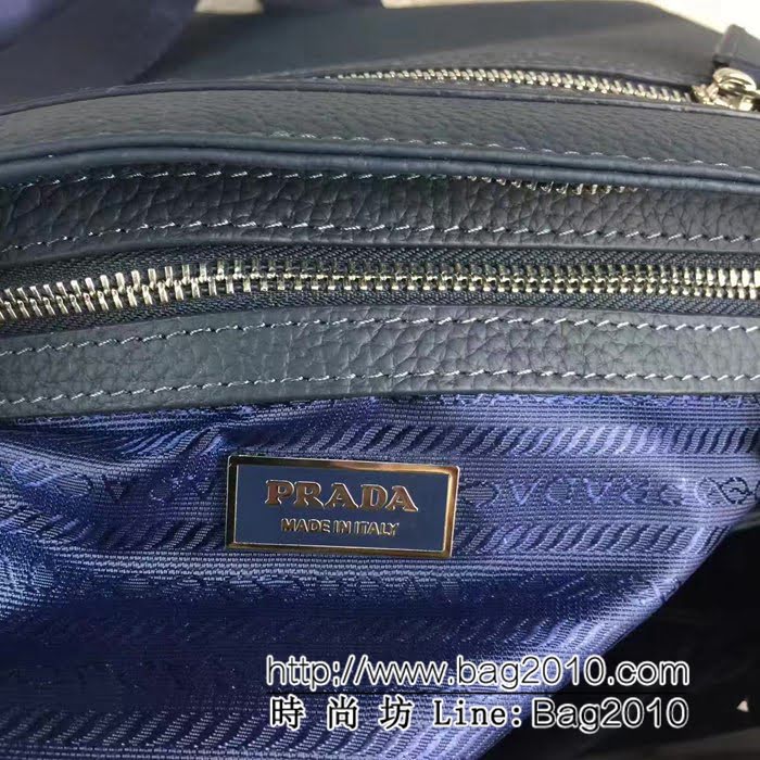 普拉達PRADA原單 最新款0016藍色 原版荔枝紋單肩斜挎包 官網同步PHY1167
